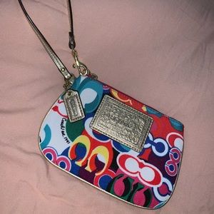 Colorful coach wristlet never used!